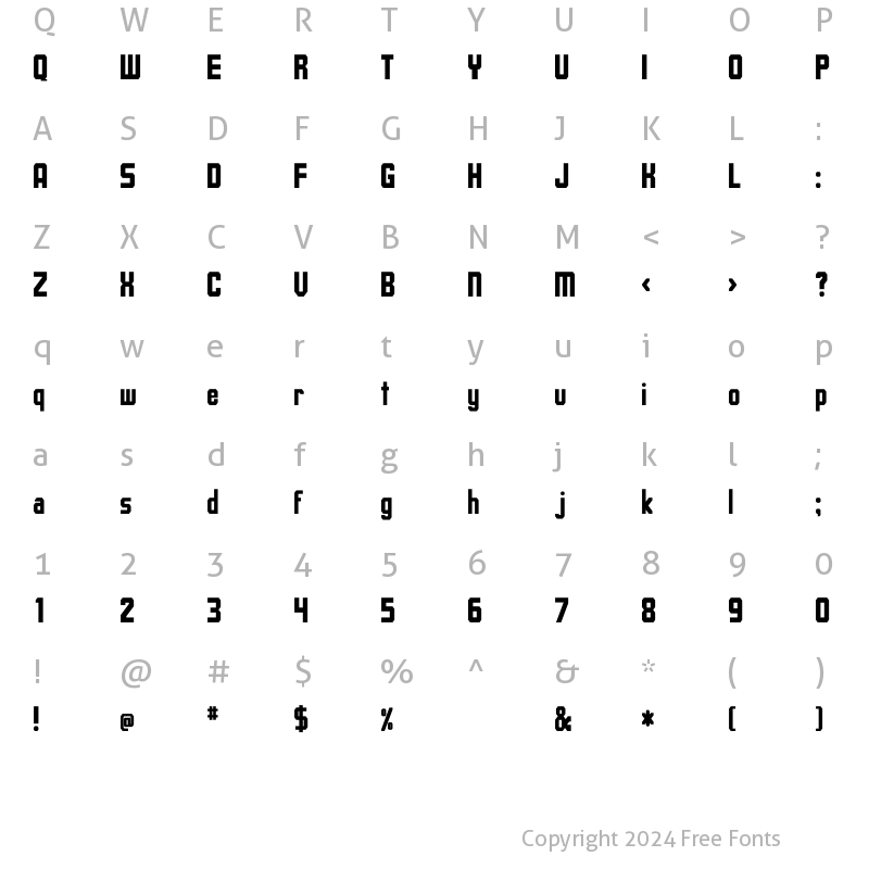 Character Map of Upsilon Cn Bold Regular