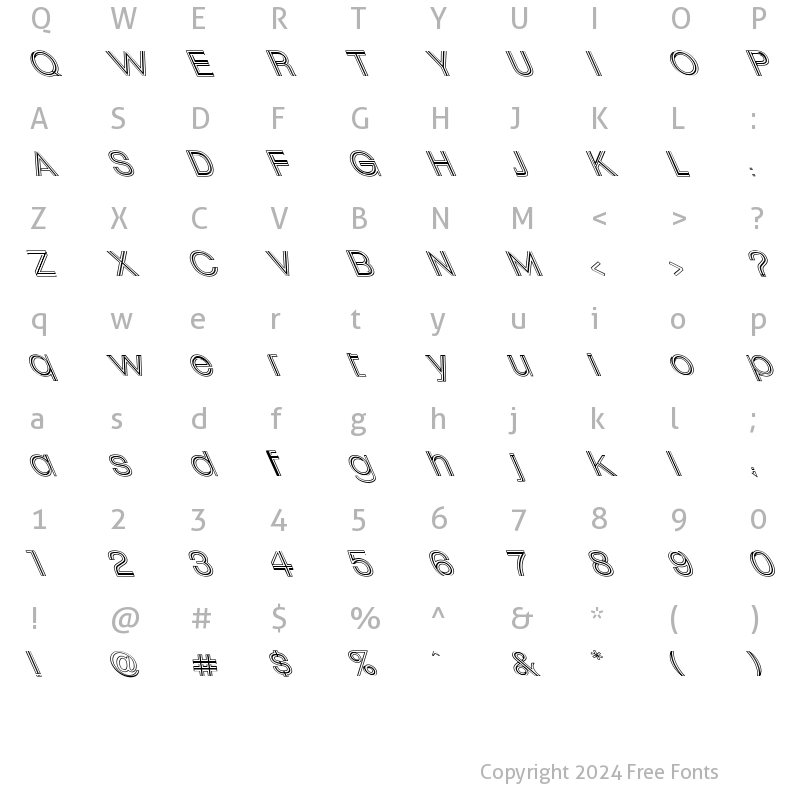 Character Map of Uptight Hollow Extreme Lefti Regular