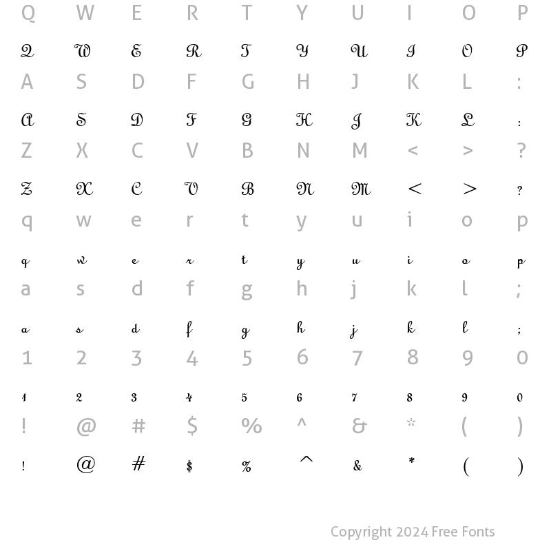 Character Map of Uptype Bold