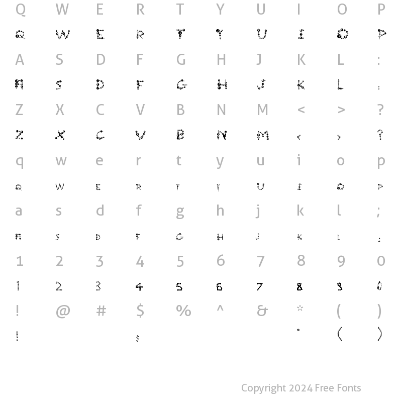 Character Map of Ur Company's Bubbles Fantasy Regular