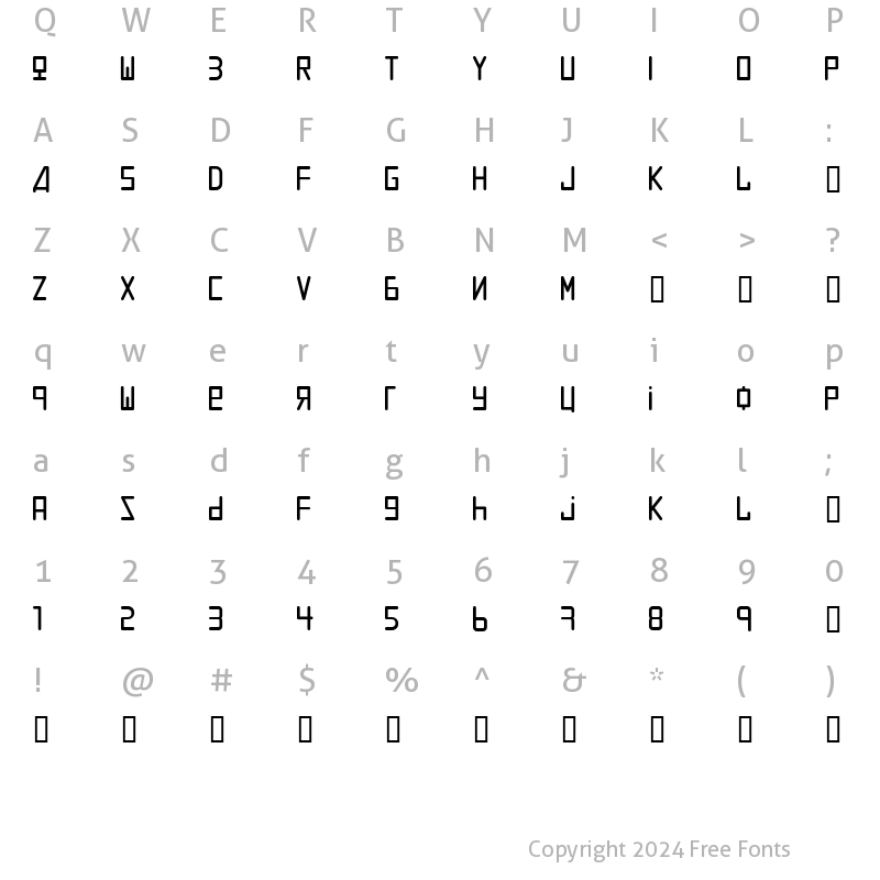 Character Map of URALthin Regular