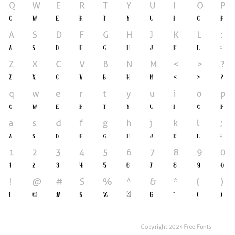 Character Map of Urban Ink Shadow