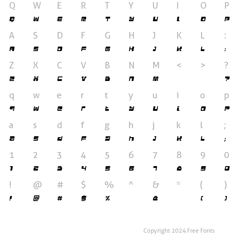 Character Map of Urban Italic