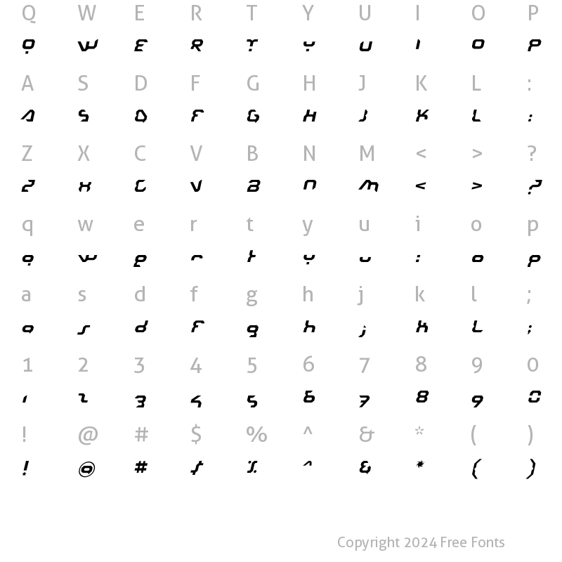 Character Map of Urbanite Oblique