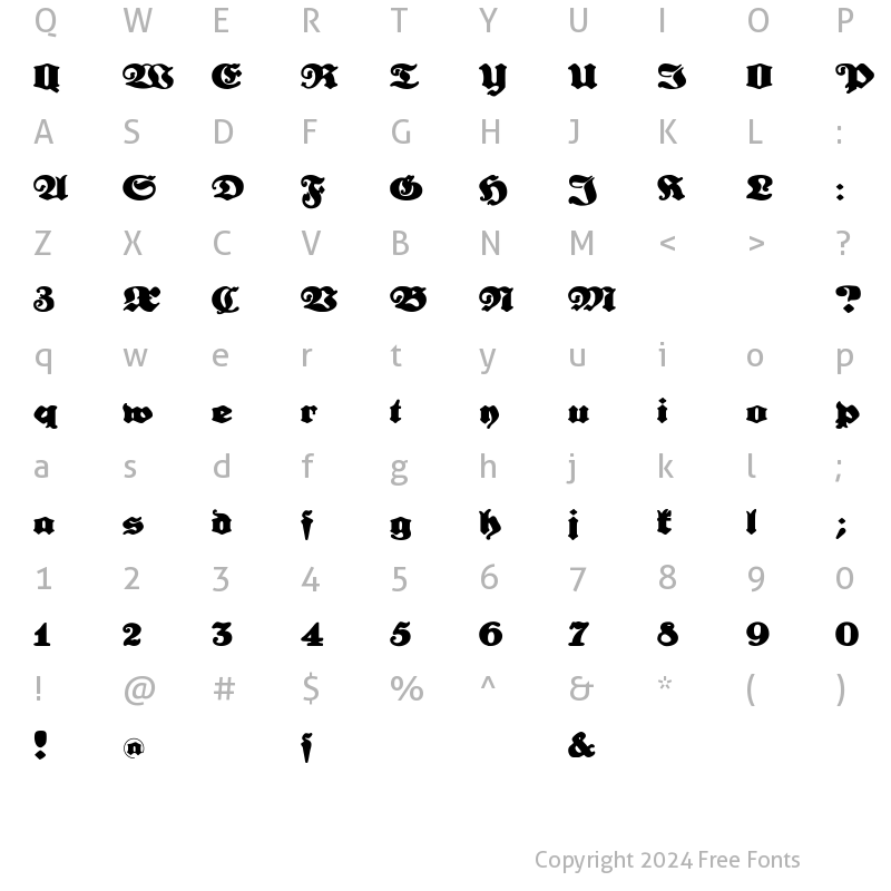 Character Map of Urdeutsch Regular