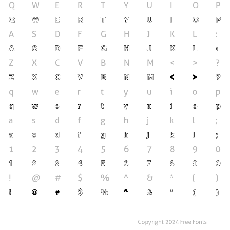 Character Map of URWAccidaliaBucOutDBol Regular