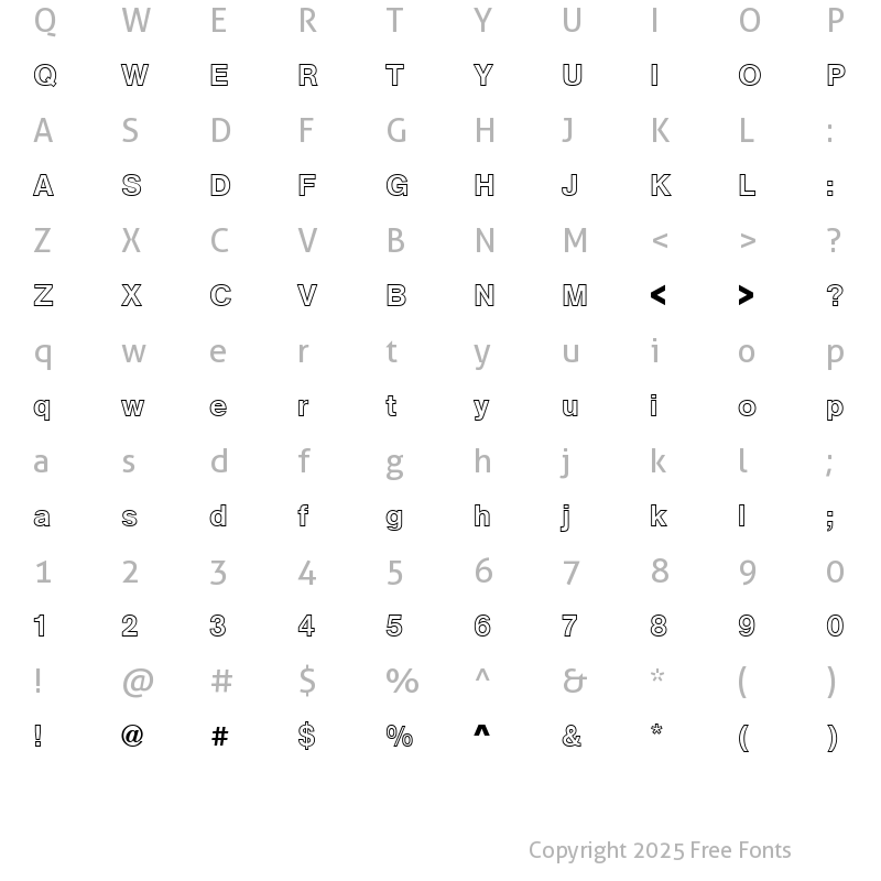 Character Map of URWAccidaliaBucOutDMed Regular