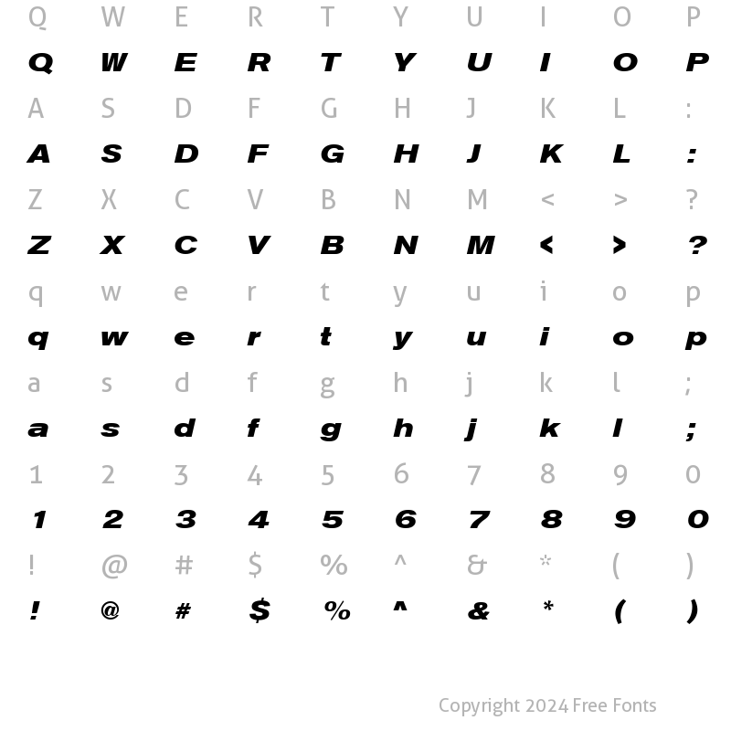 Character Map of URWAccidaliaTExt Bold Italic