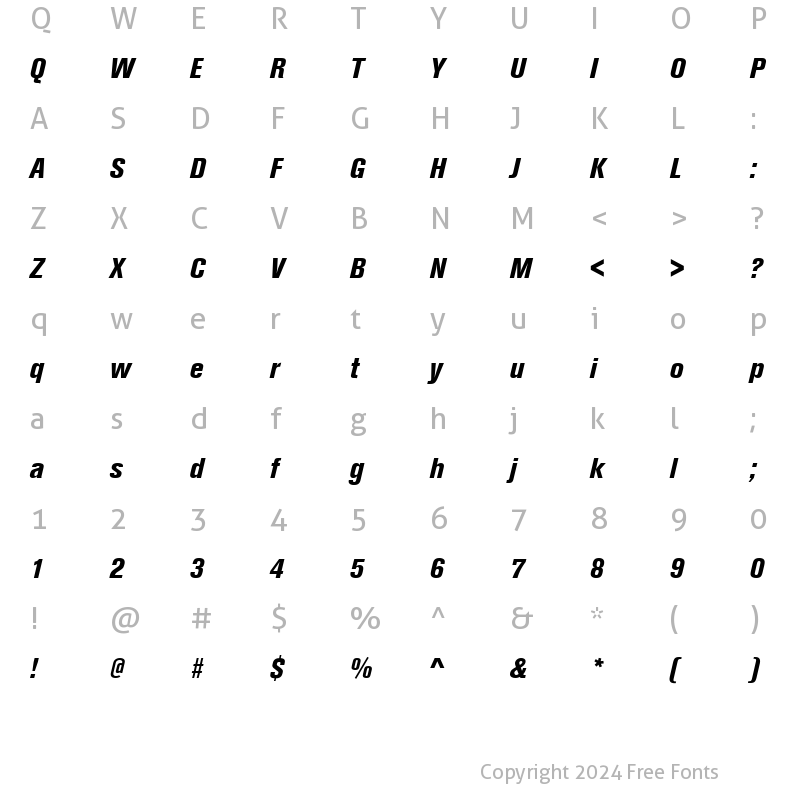 Character Map of URWAccidaliaTHeaCon Italic