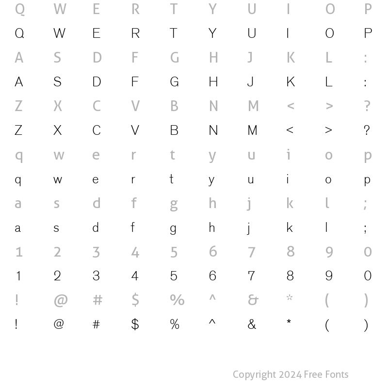 Character Map of URWAccidaliaTLig Regular