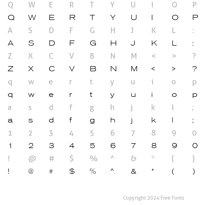 Character Map of URWAccidaliaTLigExt Regular