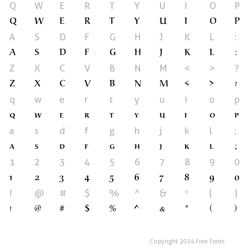 Character Map of URWAlcuinSCT Regular