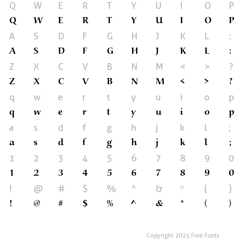 Character Map of URWAlcuinT Bold