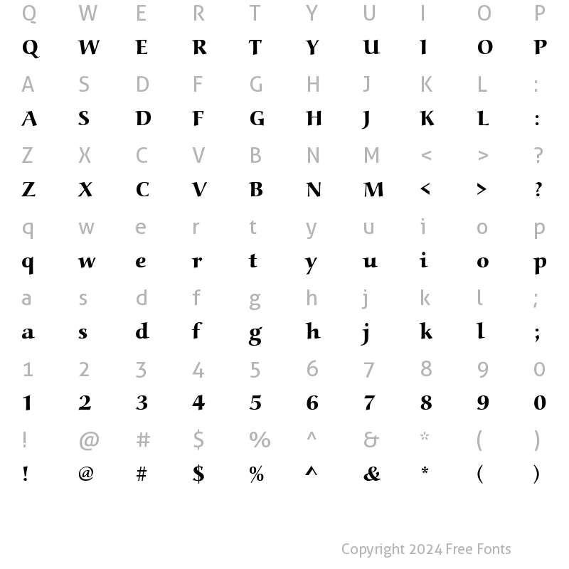 Character Map of URWAlcuinTExtBol Regular