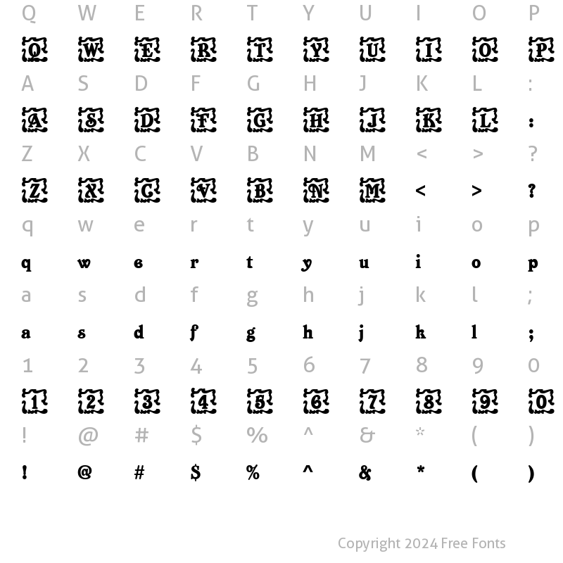 Character Map of URWBetaIniD Regular