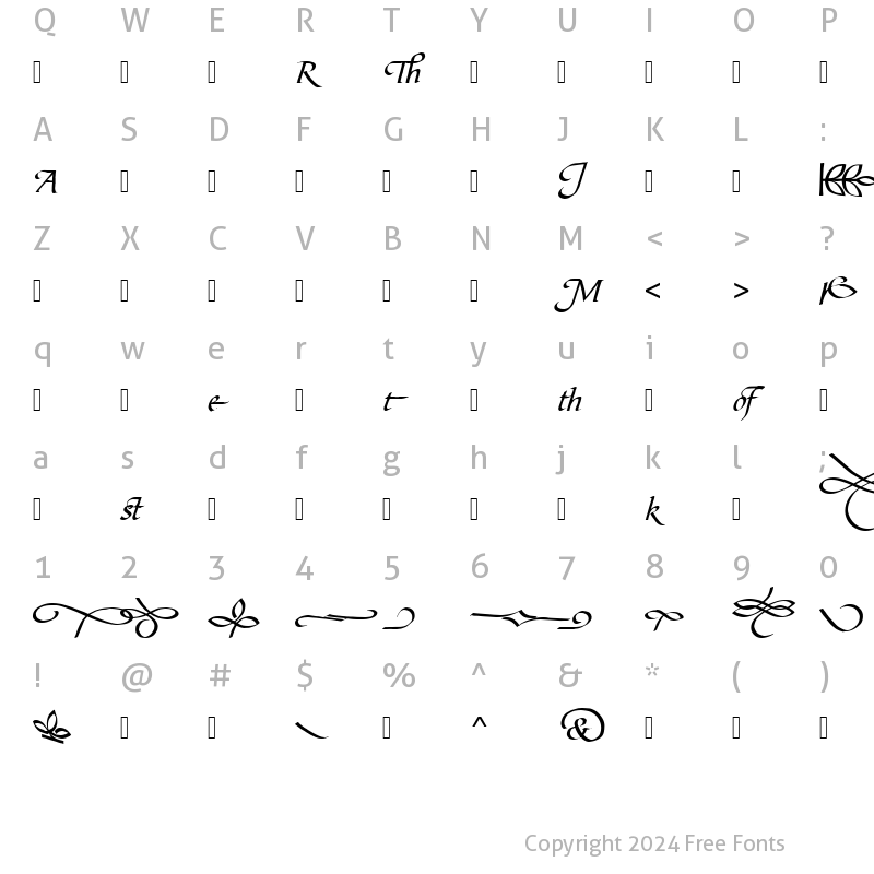 Character Map of URWBiotSwaAltT Regular