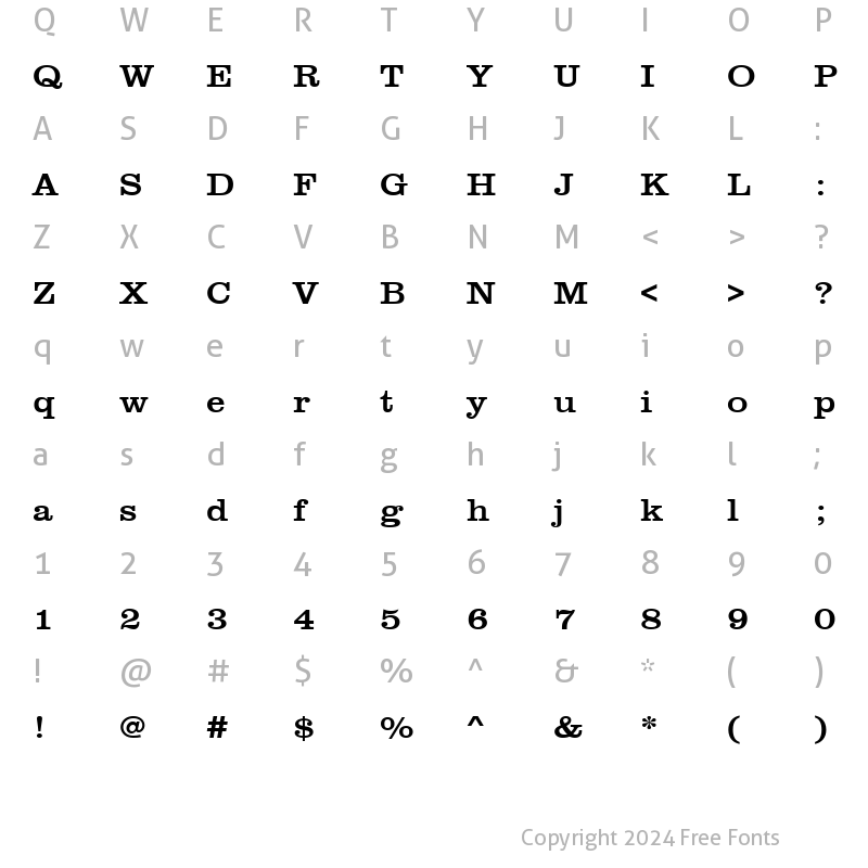 Character Map of URWClarendonTExtWid Regular