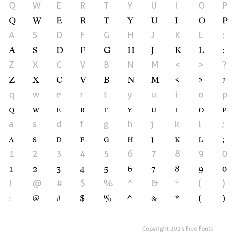 Character Map of URWCordeliaSCTReg Regular