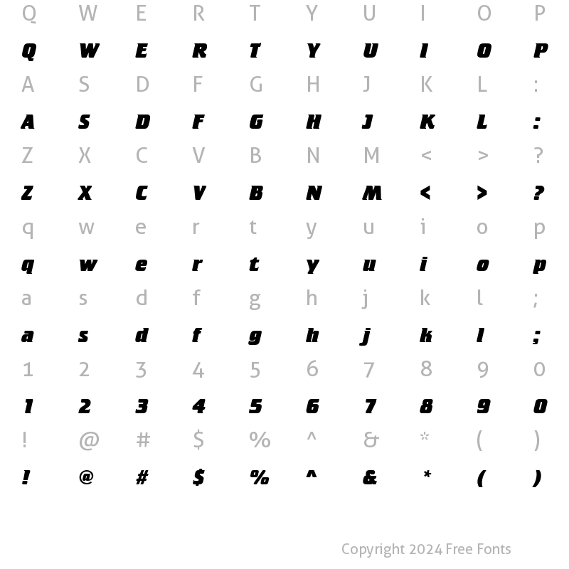 Character Map of URWCrisiumTExtBol Regular