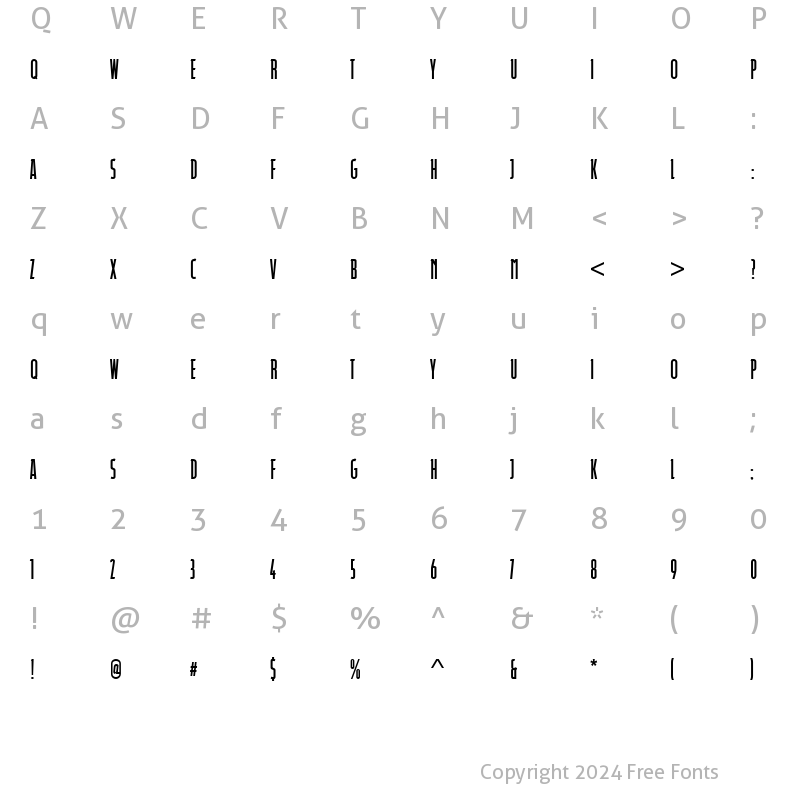 Character Map of URWDyanaComDBol Regular