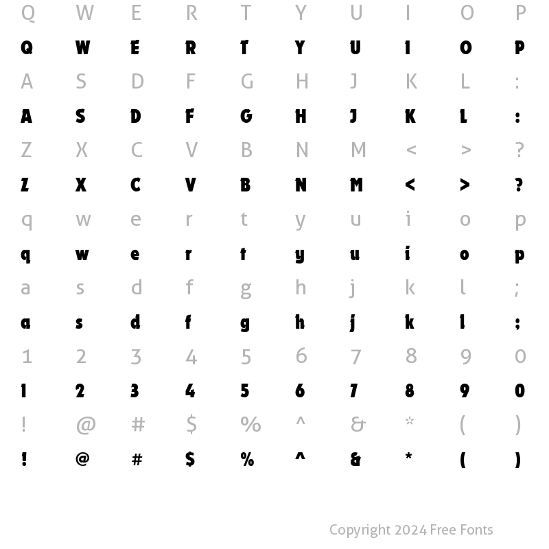 Character Map of URWDyanaDBolCon Regular