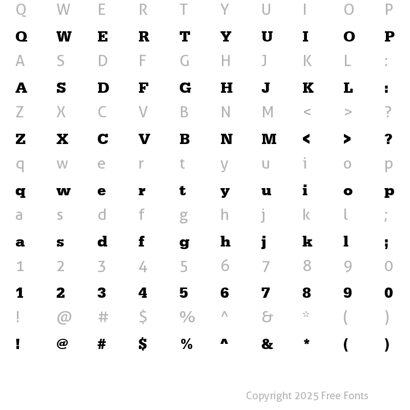 Character Map of URWEgyptienneT Bold
