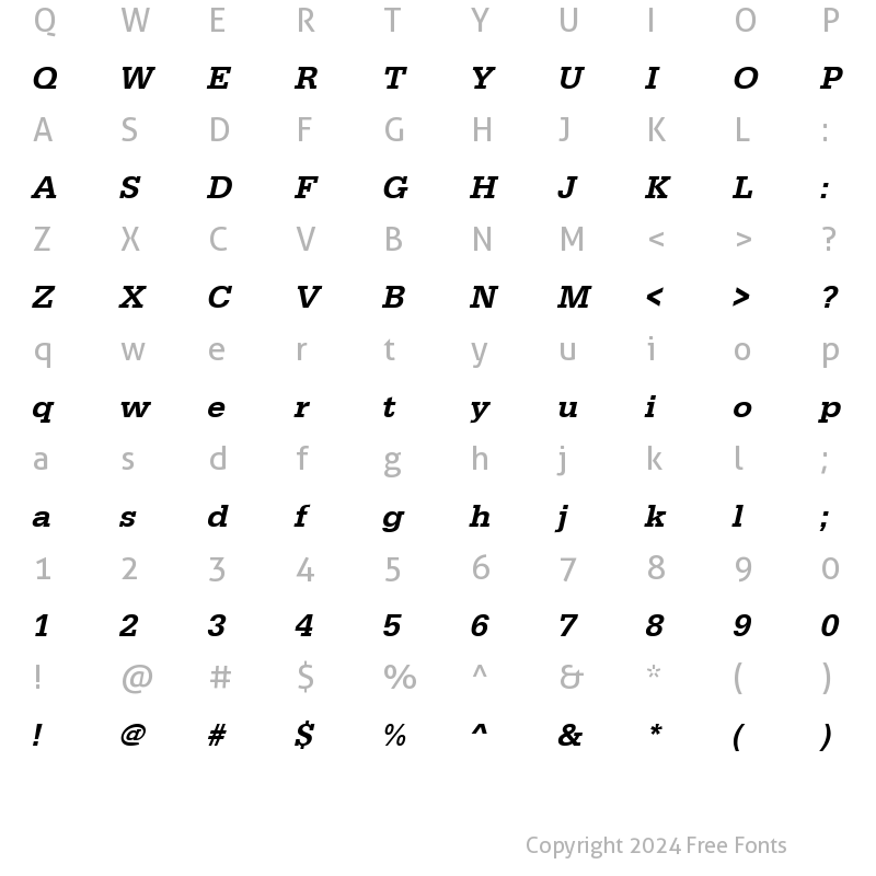 Character Map of URWEgyptienneTMed Oblique