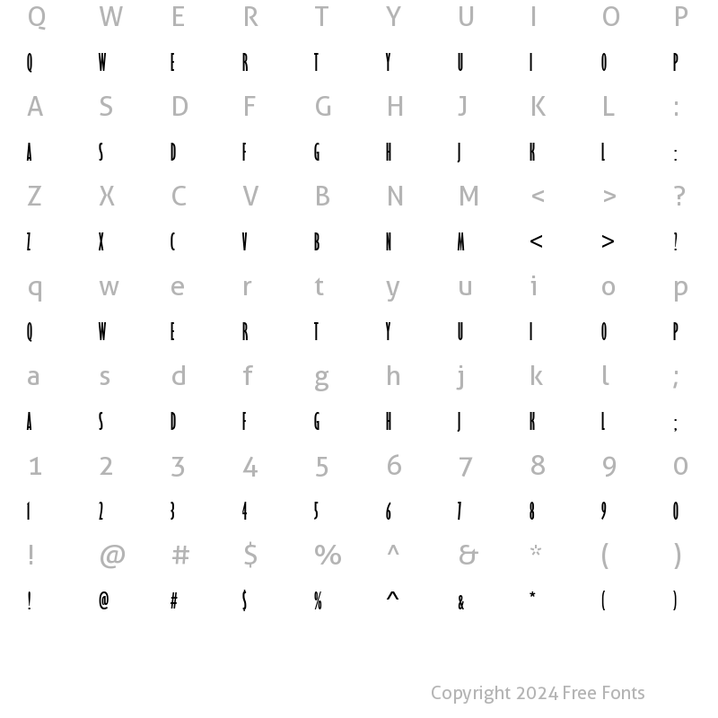 Character Map of URWGalaxieComDBol Regular