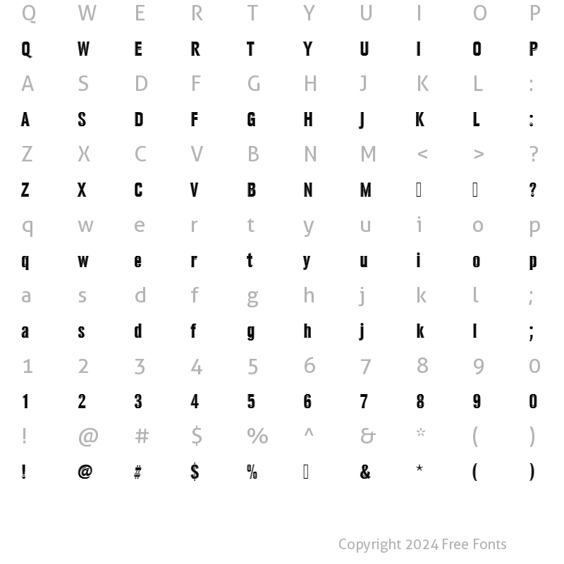 Character Map of URWGroteskTBolConIn1 Regular