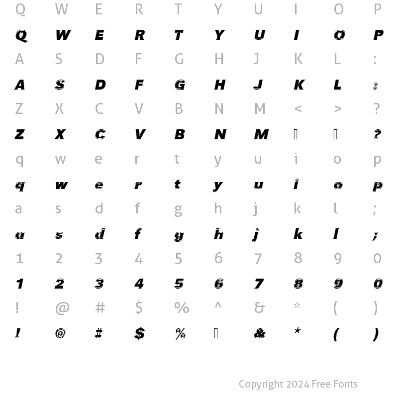 Character Map of URWGroteskTBolItaIn1 Regular