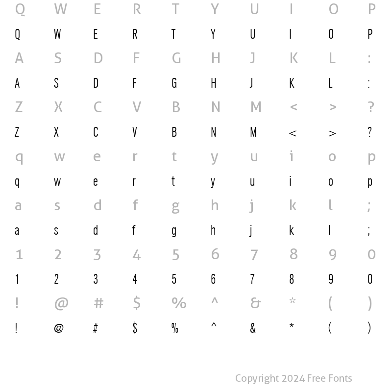 Character Map of URWGroteskTLigCon Regular