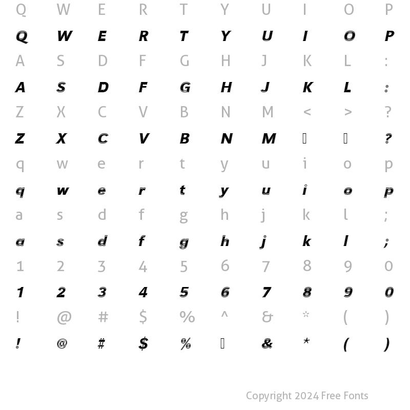 Character Map of URWGroteskTMedItaIn1 Regular