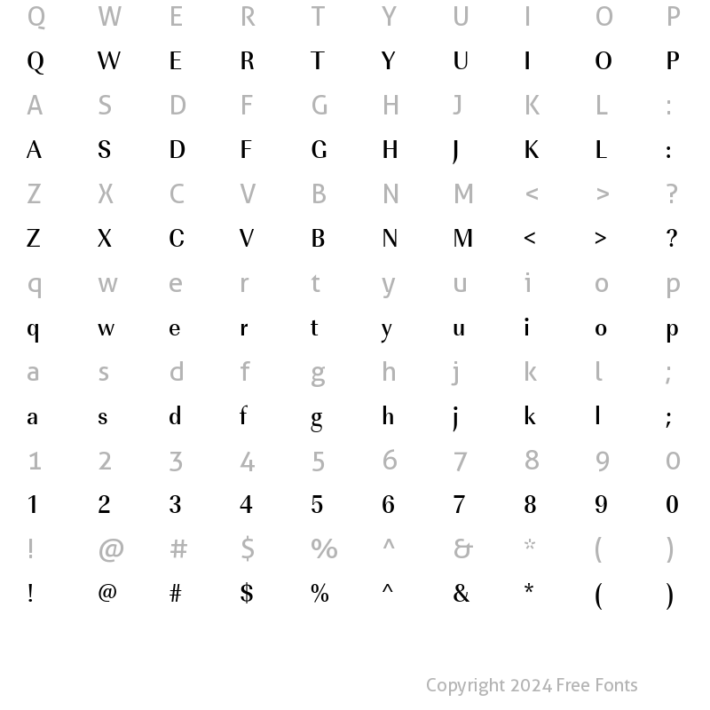 Character Map of URWImperialTMedExtNar Regular