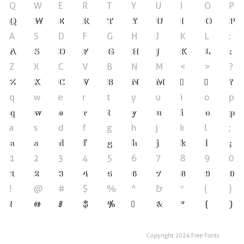 Character Map of URWLatinoTBolRe1 Regular