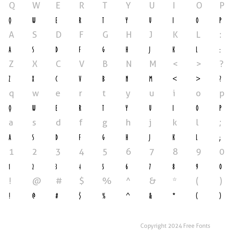 Character Map of URWOklahomaD Regular