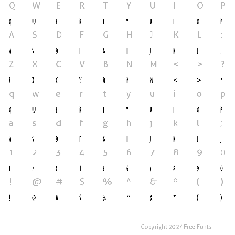 Character Map of URWOklahomaSteD Regular