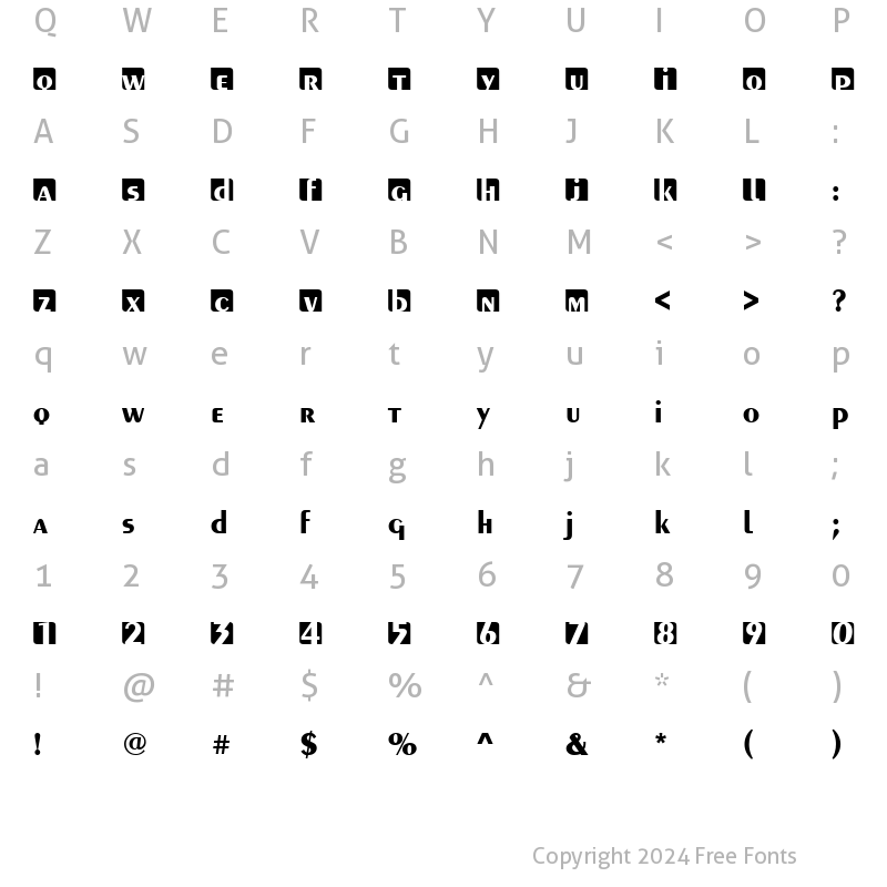 Character Map of URWPelionIniDBol Regular