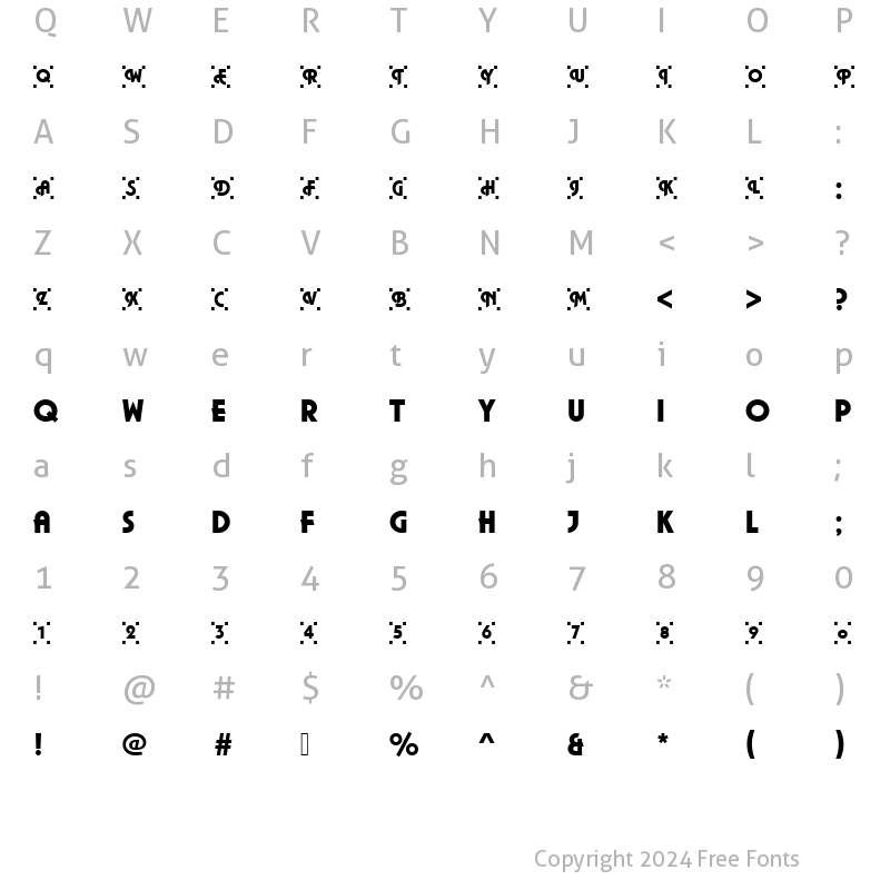 Character Map of URWPlanaCamDUlt Regular