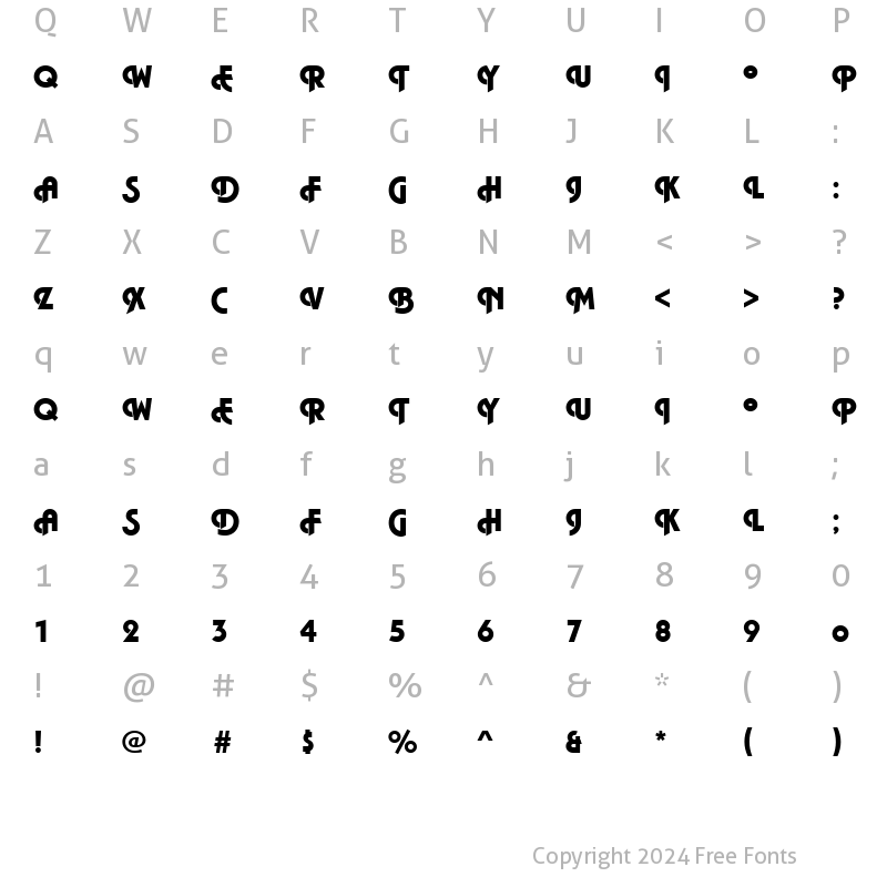 Character Map of URWPlanaIniDUlt Regular