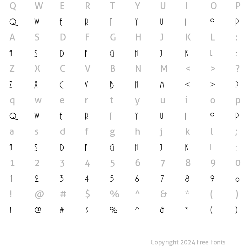 Character Map of URWPlanaSwaDReg Regular