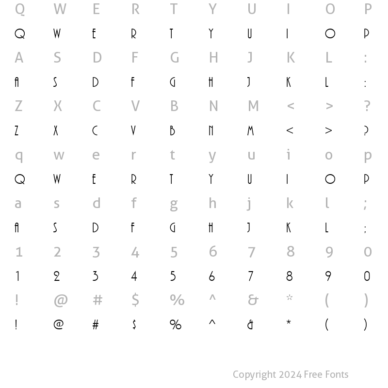 Character Map of URWPlenaDReg Regular