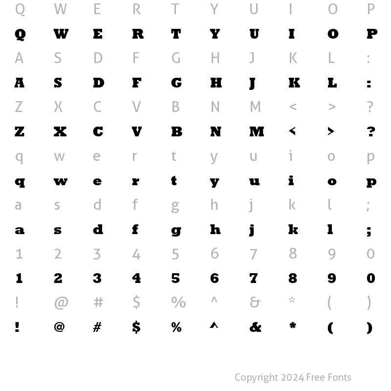 Character Map of URWRogulusT Bold