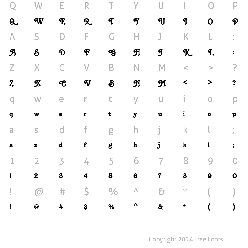 Character Map of URWTheiaD Regular