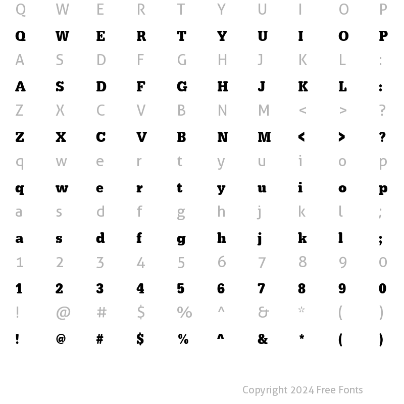 Character Map of URWTypewriterTExtNar Bold