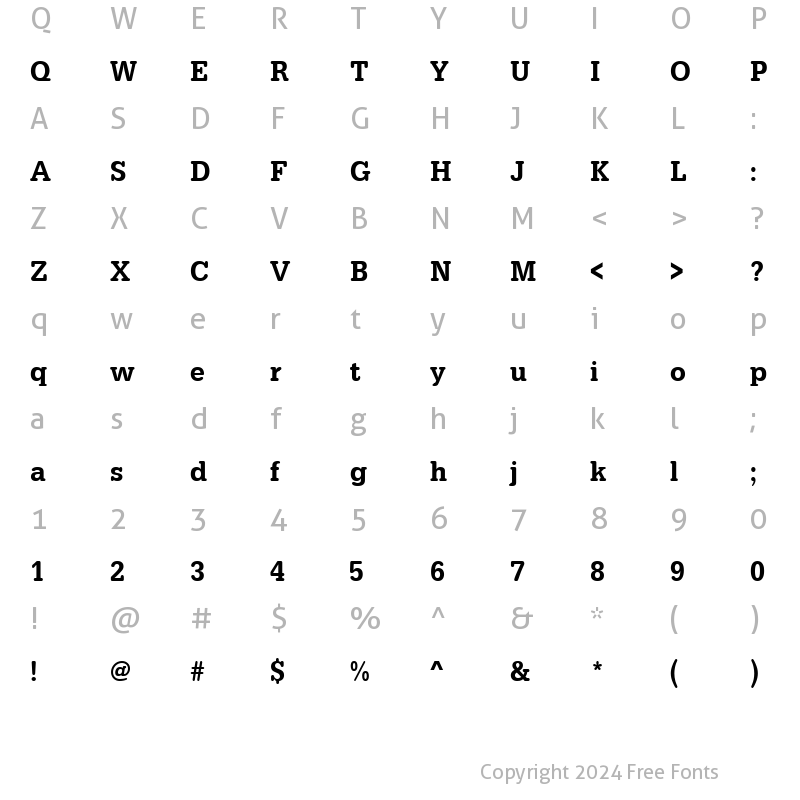 Character Map of URWTypewriterTMedExtNar Regular