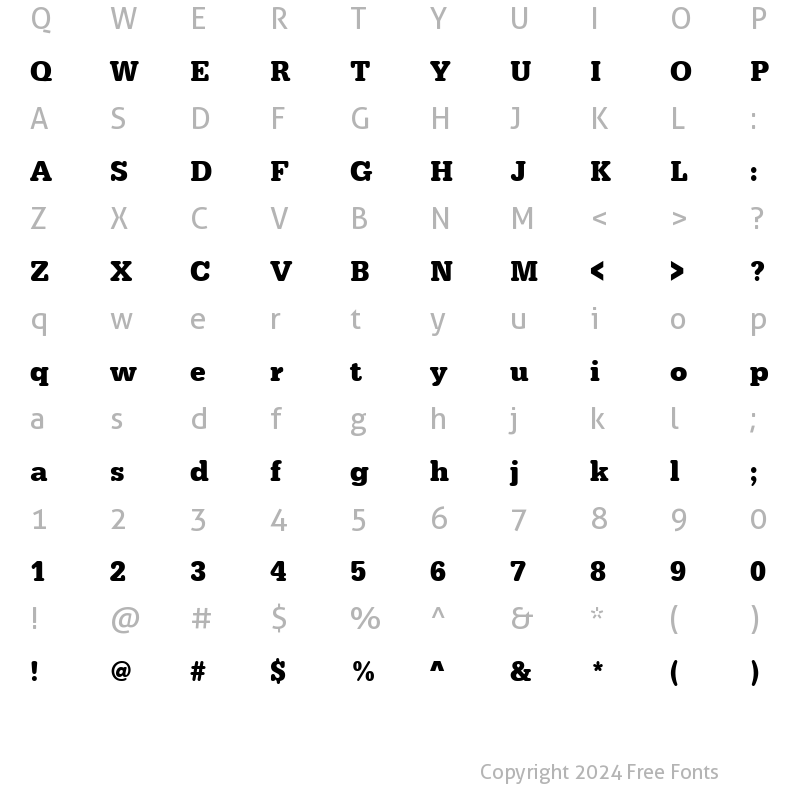 Character Map of URWTypewriterTNar Bold