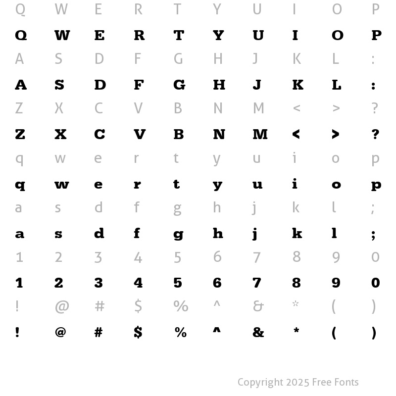 Character Map of URWTypewriterTWid Bold