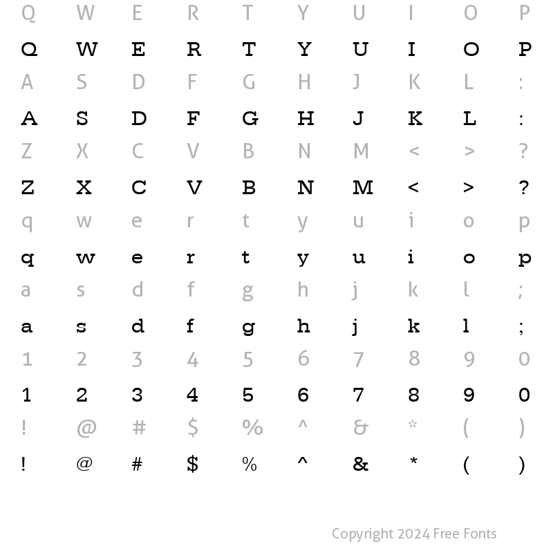 Character Map of URWTypewriterTWid Regular