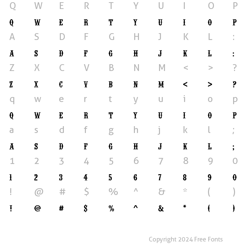 Character Map of URWWoodTypD Regular