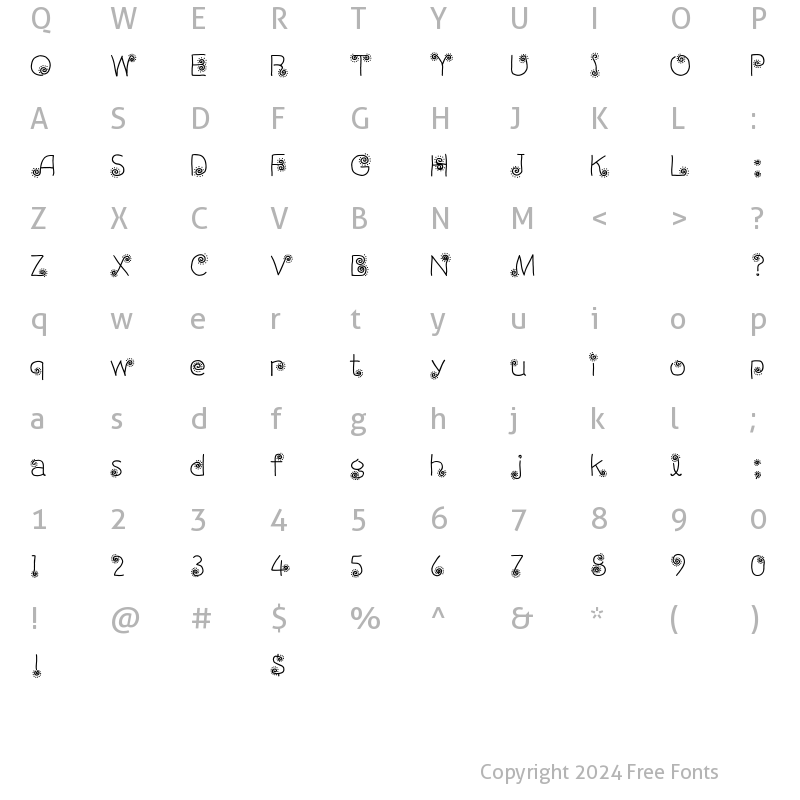 Character Map of uryu-happiness Regular